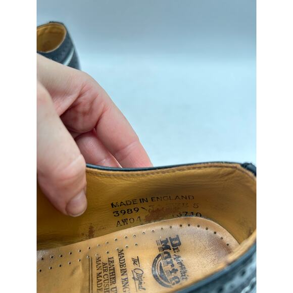 Dr. Martens Made in England Rare VTG Black White Brogue Oxford Wingtip & Chunky - Picture 11 of 12